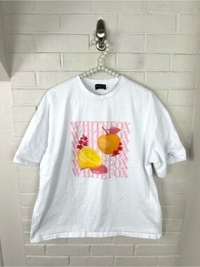White Fox Boutique Boxy Oversized Lemon Graphic Tee Size S/M